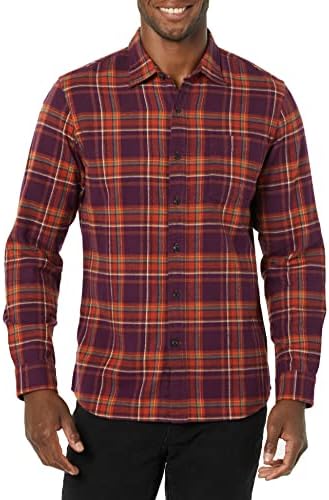 Amazon Essentials Men's Flannel Shirts Long Sleeve Slim-Fit Button Down Plaid