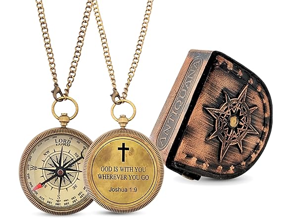 ANTIQUANA Brass Compass in Case