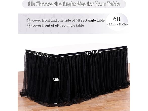 QueenDream Black Tulle Tutu Table Skirts