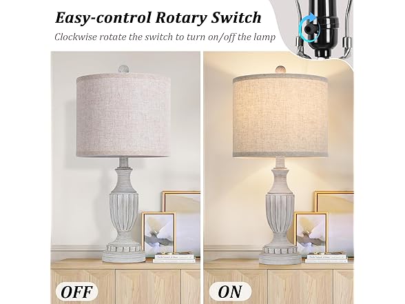 TOBUSA Table Farmhouse Lamps Set of 2
