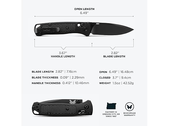 Benchmade Mini Bugout Knife - Black Carbon Fiber