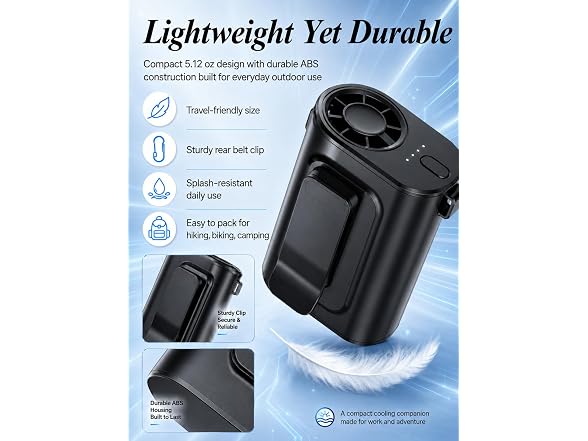 OiQii Portable Waist Fan Lightweight
