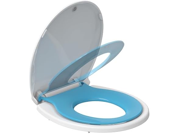 Toilet Seat Round White w Blue