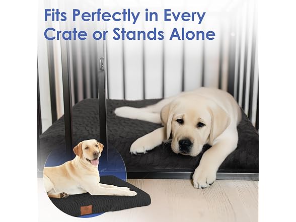AKC Orthopedic Memory Foam Dog Crate Mat, 42" x 27", Black