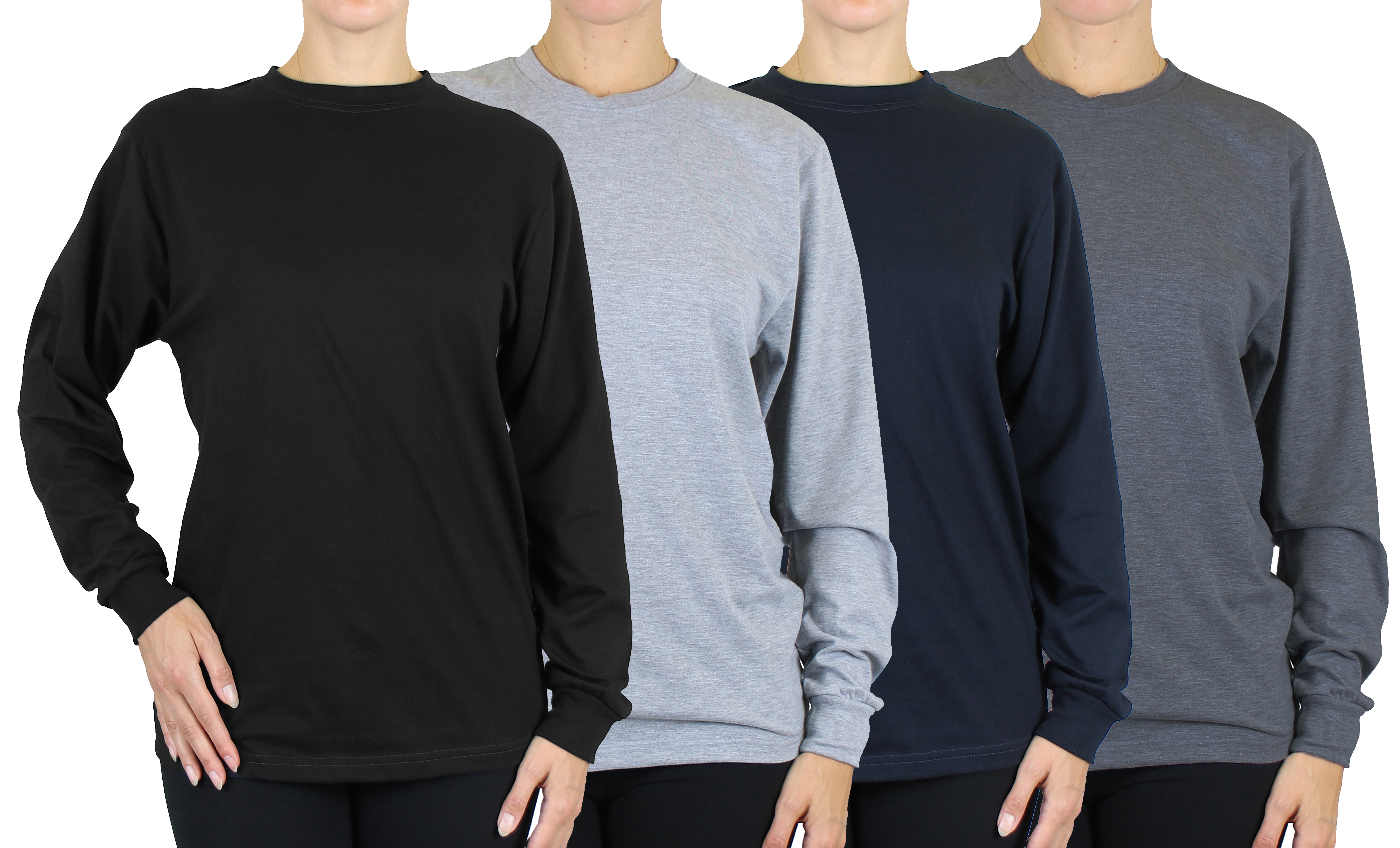 4Pk Womens L/S Crew Neck Classic Shirt - Gallery 9