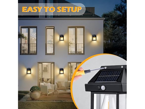 TechlumeX GAR-113 Solar Wall Lights Outdoor, 4 Pack