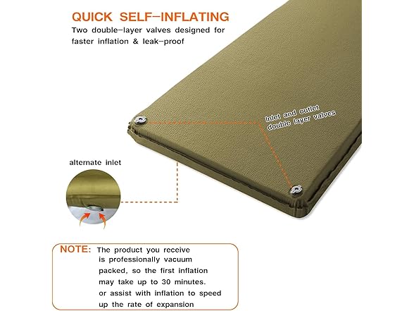 Self Inflating Sleeping Pad, 3.1"