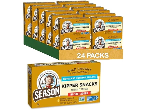 24PK Season Kipper Snacks - Boneless Herring