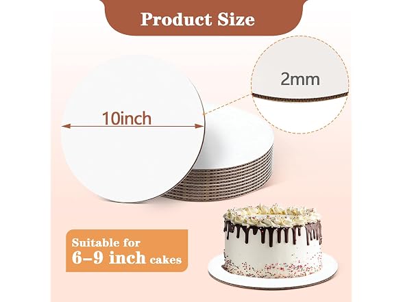 Demiwise 50PCS 10 Inch Round Cake Boards