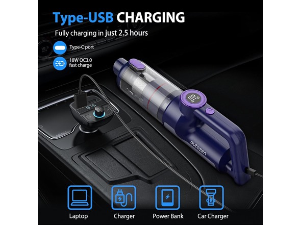 autozen 17000Pa Purple Cordless Car Vacuum