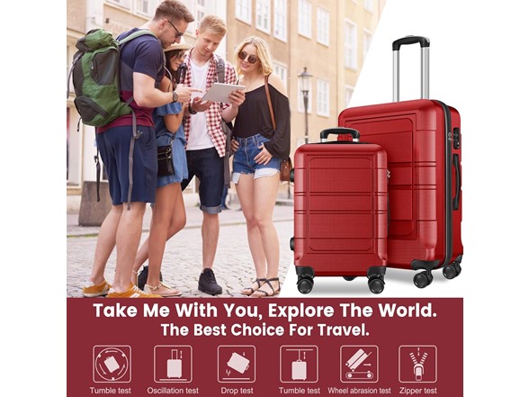 Axidou PC+ABS 3Pc Luggage Set w/ Spinner Wheels