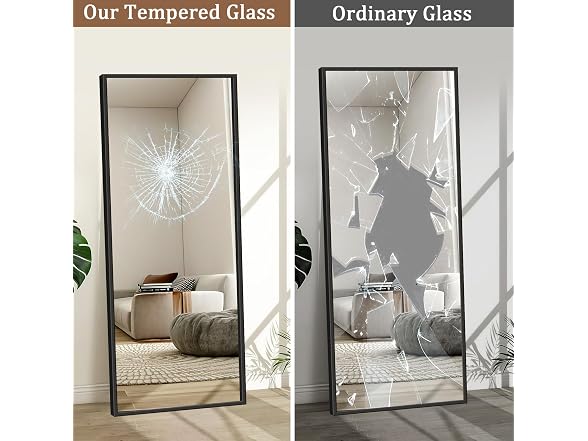 GlasFlength Full Length Mirror with Stand, 64"x21" 
