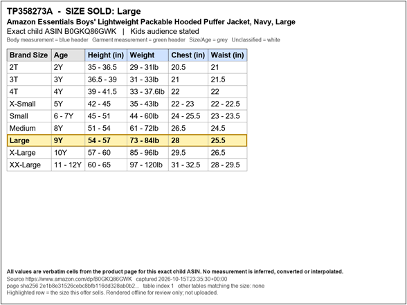 Size Chart