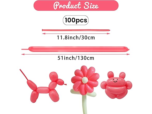 HYKJNBW 100Pcs Pastel Red 260 Balloons