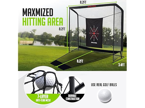ZEALFEEL Golf Simulator Enclosure Net 8x8ft