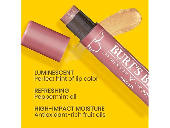 Burts Bees Lip Shimmer, Peony - 0.09 Ounces each 2
