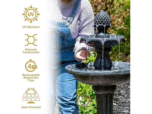 Sunnydaze Pineapple 46-Inch 2-Tier Outdoor Solar Fountain