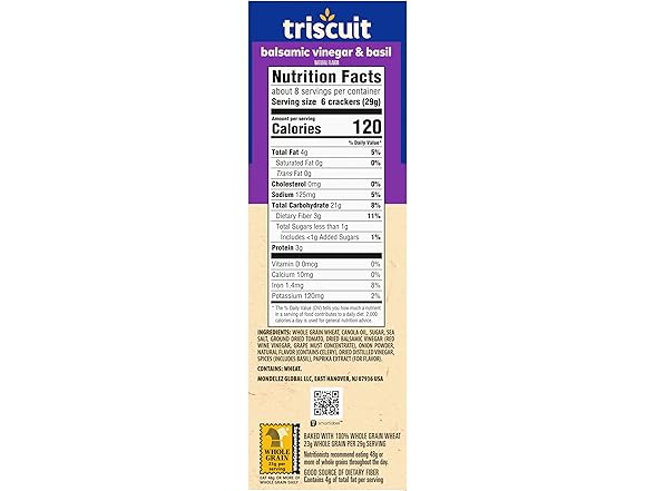 Triscuit Balsamic Vinegar & Basil Whole Grain Crackers