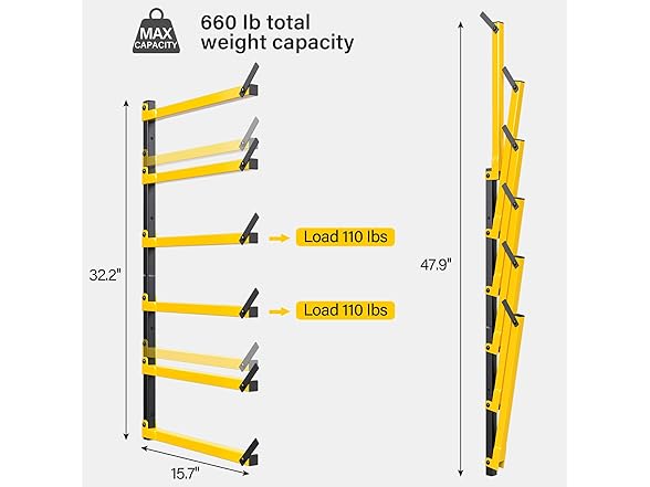 GREENER Lumber Storage Rack Folding w/ 6-Levels, 2 Ct
