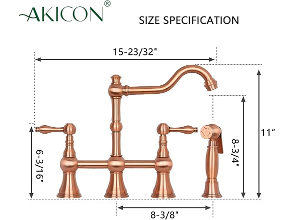 Akicon Copper 8-3/8 Inch High Arc Two-Handles Brid