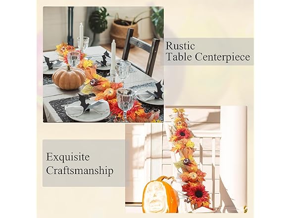 TISEMENT Fall Garland for Mantle, 6FT Fall Leaves Pumpkin