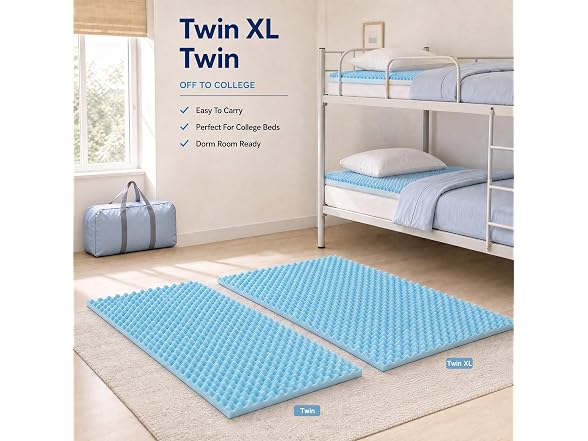Geekman 3-Inch Gel Infused Memory Foam Mattress Topper for Twin