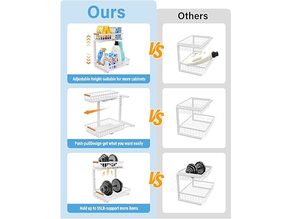 Under Sink Organizer Storage White,1 Pack