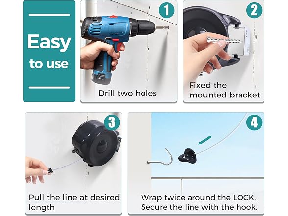 SUPTINWEAR Retractable Clothesline Dual