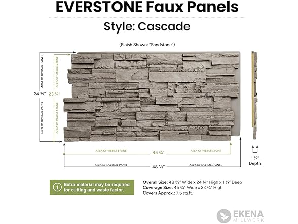 Ekena Millwork EverStone Cascade Faux Stone Panel