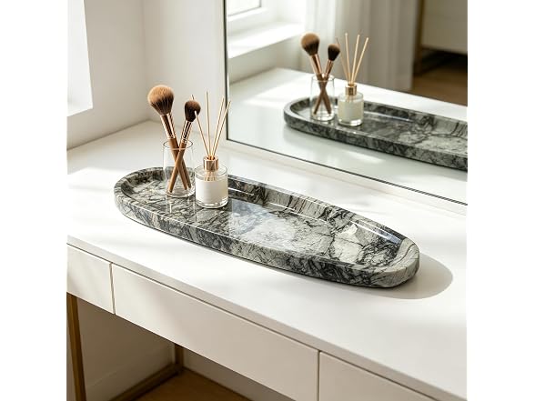 Natural Marble Vanity Tray, 16.6"x4.6"