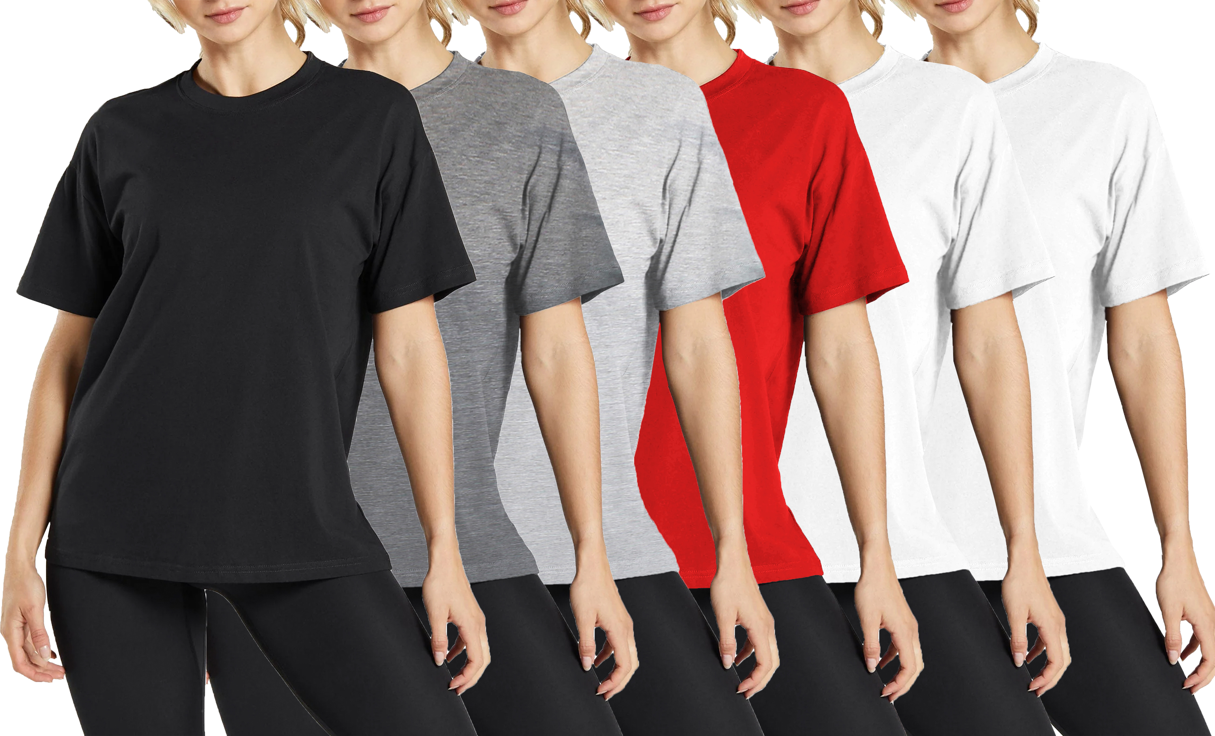 6Pk Womens Loose Fit S/S Crew Neck Tee - Gallery 12
