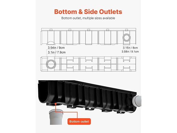 Trench Drain System, Channel Driveway-4Pack