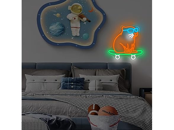 LAXUEDEER Capybara Skateboard Neon Sign USB 