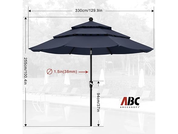 ABCCANOPY 3 Tiers Patio Umbrella Navy 11ft