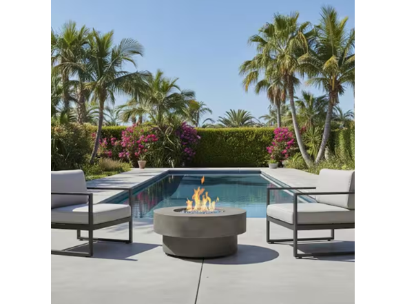34" Round Metal 50k BTU Fire Table + Cover