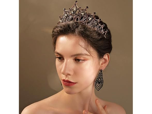 Salliy Baroque Crown and Tiaras- Black