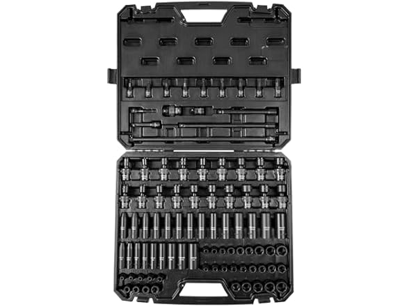 VEVOR 3/8" Drive Impact Socket Set SAE & Metric 90 Piece Socket Set