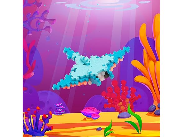 3D Manta Ray Figure Building Block Set