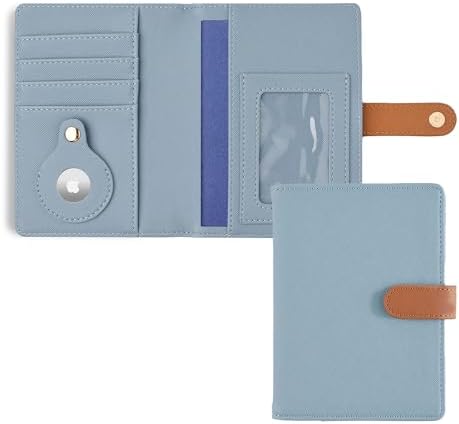 The Passport Wallet - Premium Travel Passport Wallet and Cover with Secure Magnetic Strap, Multiple Card Slots, & Concealed AirTag Slot- Ideal for International Travelers - Light Blue