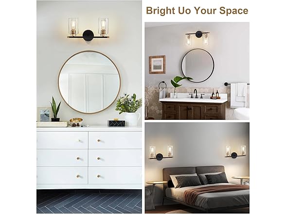 Black Bathroom Light 2-Light Vanity