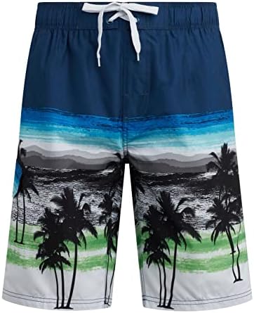 Kanu Surf Boys' YOLO Quick Dry UPF 50+ Beach Swim Trunk, Seaside Navy/Green, 8