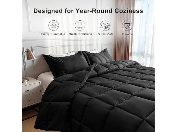 Black Reversible Comforter Set Twin