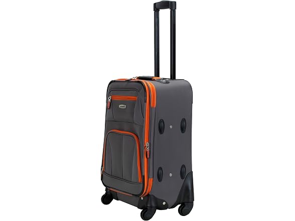 Rockland Pasadena Expandable Spinner Carry-on 19", Charcoal