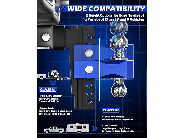 Orion Motor Tech Adjustable Trailer Hitch