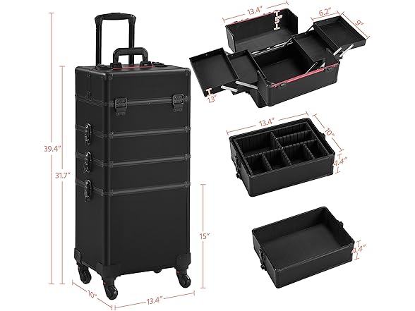Yaheetech 4 in 1 Professional Makeup Train Case