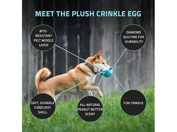 Playology Plush Crinkle Dog Toy - Medium Crin