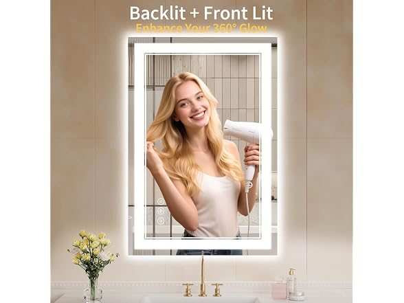 WISSMIELS Anti-Fog LED Bathroom Mirror