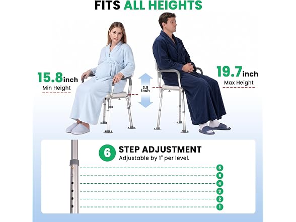 Adjustable Aluminum Senior Shower Chair