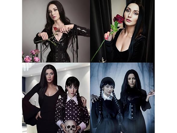Morticia Wig Long Black Straight Wig