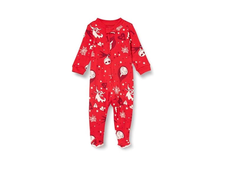 Amazon Essentials Disney | Marvel | Star Wars Unisex Babies' Snug-Fit Cotton Footed Pajamas, Nightmare Valentine - Sleep & Play, Newborn
